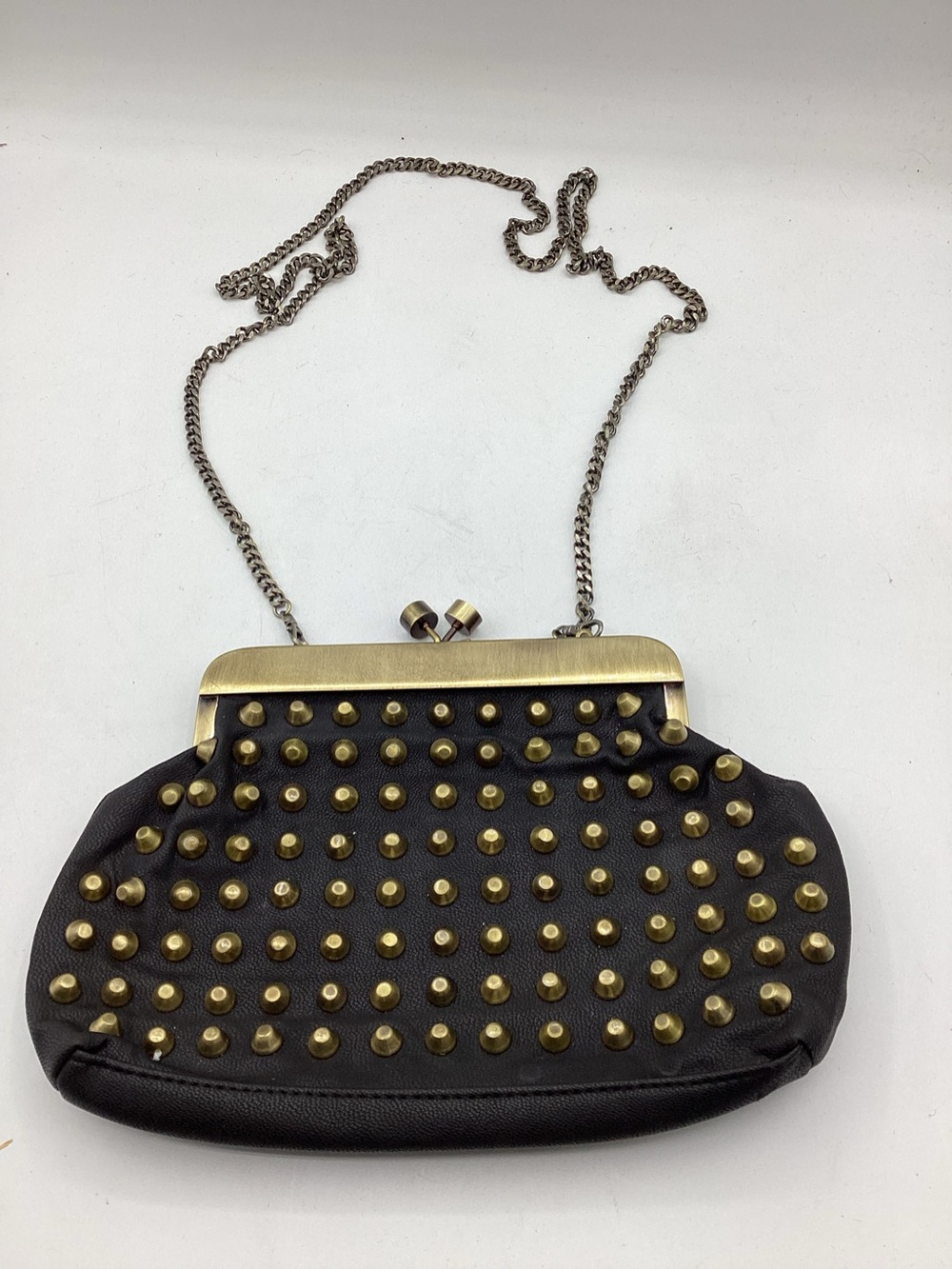 House of Harlow Tiily Bag Studded Black Chain-Handle Evening Clutch from 1960s